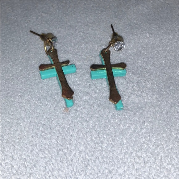 Dangle cross earrings - Picture 1 of 2